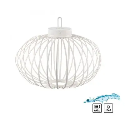 AKUBA LED stolní lampa průměr 46cm bílé na baterie USB IP44 stmívatelné dotykem 2700K - JUST LIG