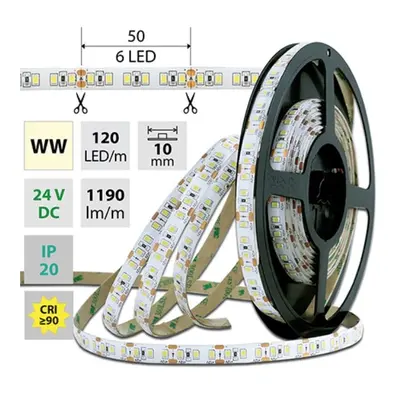 AKCE - LED pásek SMD2835 WW, 120LED/m, 14W/m, 1190lm/m, IP20, DC 24V 3,2m - McLED