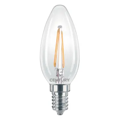 LED FILAMENT SVÍČKA ČIRÁ 2W E14 2700K 245Lm 360d 35x98mm IP20 - CENTURY