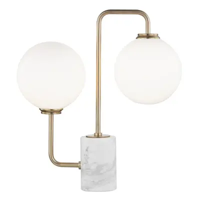 Stolní lampa MIA ocel/sklo staromosaz/bílá G9 2x6W - HUDSON VALLEY (Mitzi)