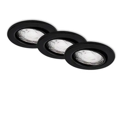 3ks LED vestavné svítidlo, pr. 8,6 cm, 5 W, černá - BRILONER