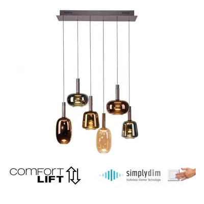 IRIDES LED závěsné svítidlo 6-ramenné nastavitelná výška Comfort Lift paměťová funkce SimplyDim 