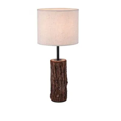 BARK LED stolní lampa, dřevo, látkové stínidlo,1xE27, šňůrový vypínač - LEUCHTEN DIREKT / JUST L