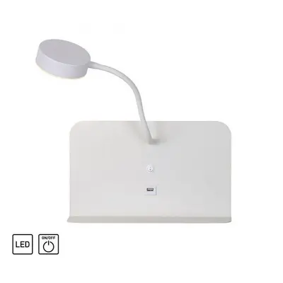 BOARD LED nástěnné svítidlo bílé, USB, otočné, šňůrový vypínač 3000K - LEUCHTEN DIREKT / JUST LI