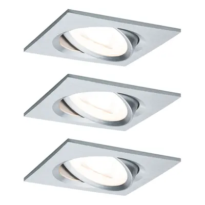 Vestavné svítidlo LED Nova hranaté 3x6,5W GU10 hliník broušený nastavitelné 3-krokové-stmívateln