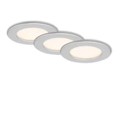 3ks sada LED vestavné svítidlo, pr. 11,5 cm, 6 W, matný chrom - BRILONER