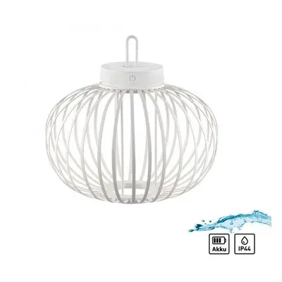 AKUBA LED stolní lampa průměr 36cm bílá na baterie USB IP44 stmívatelné dotykem 2700K - JUST LIG