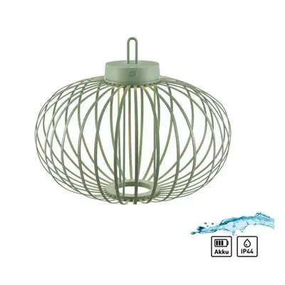 AKUBA LED stolní lampa průměr 46cm zelená na baterie USB IP44 stmívatelné dotykem 2700K - JUST L