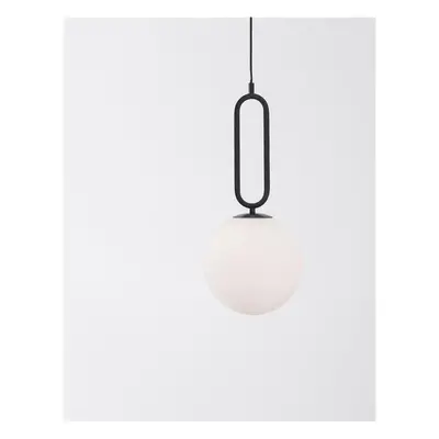 Závěsné svítidlo GRUS matný černý kov opálové sklo E27 1x12W 230V IP20 bez žárovky - NOVA LUCE