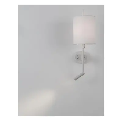 Nástěnné svítidlo YAMA bílé stínidlo a bílý hliník nastavitelné - vypínač na těle E27 1x12W 230V