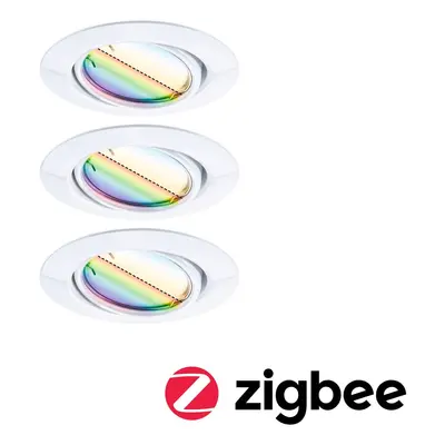 LED vestavné svítidlo Smart Home Zigbee Base Coin základní sada výklopné kruhové 90mm 20° 3x4,9W