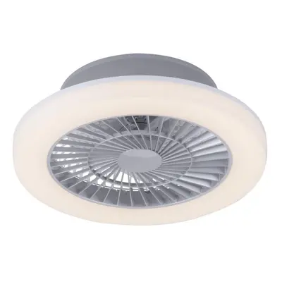 LEONARD LED stropní svítidlo kruhové v barvě oceli s ventilátorem 3000K - LEUCHTEN DIREKT / JUST