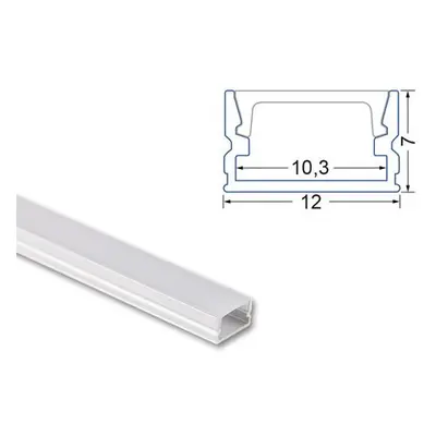 Přisazený hliníkový profil PM 12x7mm, včetně mléčného difuzoru 2m2 m