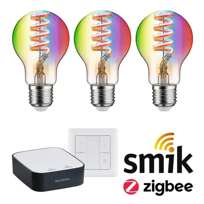 Startovací sada Smart Home Zigbee 3.0 LED žárovka Gateway + Filament 230V LED žárovka E27 RGBW +