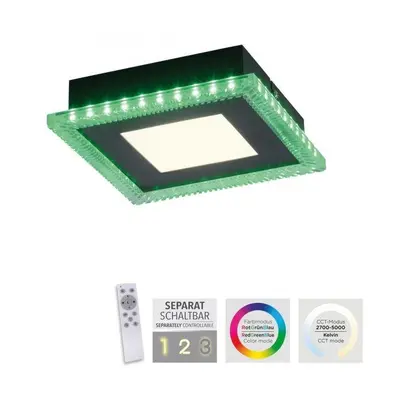 ACRI LED stropní svítidlo černé RGB, CCT stmívatelné s dálkovým ovládáním RGB+2700-5000K - LEUCH