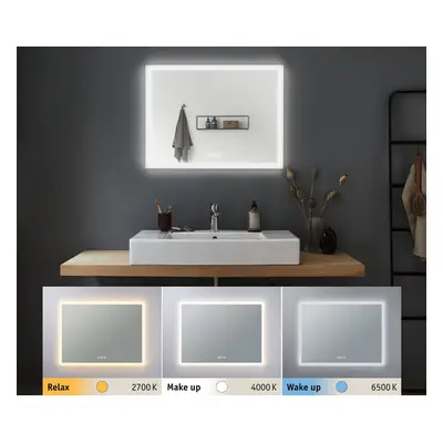 HomeSpa LED zrcadlo s osvětlením Mirra hranaté vyhřívané IP44 80x60 cm 22W WhiteSwitch - PAULMAN