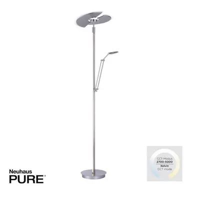 PURE Mutil LED stojací lampa osvětlení stropu stříbrná se čtecí lampou stmívatelné 2700-5000K - 