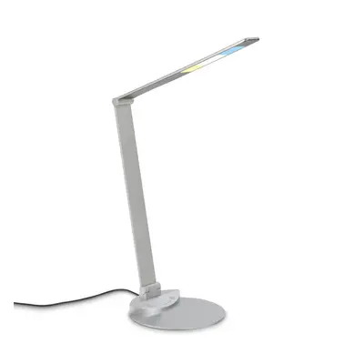 CCT-LED stolní lampa na psací stůl, 83 cm, 12 W, 680 lm, stříbrná - BRILO