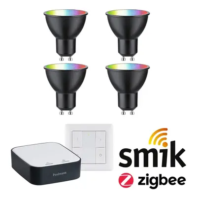 Startovací sada Zigbee 3.0 Smart Home smik Gateway + LED reflektor GU10 RGBW + vypínač - PAULMAN