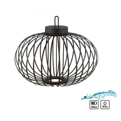 AKUBA LED stolní lampa průměr 46cm černá na baterie USB IP44 stmívatelné dotykem 2700K - JUST LI