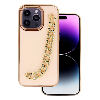 Pouzdro silikon Apple iPhone 14 PRO Deco Chain Loop vzor 4 růžové