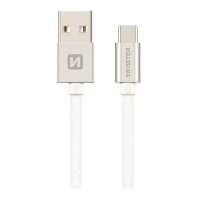 Swissten 71521103 USB 2.0 typ A na C, USB 2.0, zástrčka A - zástrčka C, opletený, 0,2m, stříbrný