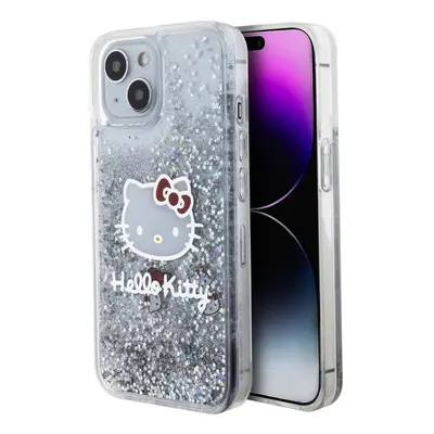 Pouzdro Hello Kitty Liquid Glitter Electroplating Head Logo pro Apple iPhone 15 Transparent