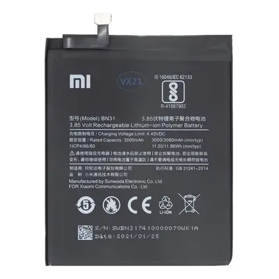 Baterie Xiaomi BN31 MI A1, Redmi Note 5A, Redmi S2 3080mAh Original (volně)