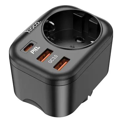 Nabíječka Hoco NS3 EU 2xUSB QC 3.0 18W + 1xUSB-C PD 3.0 20W + 230V 4kW černá