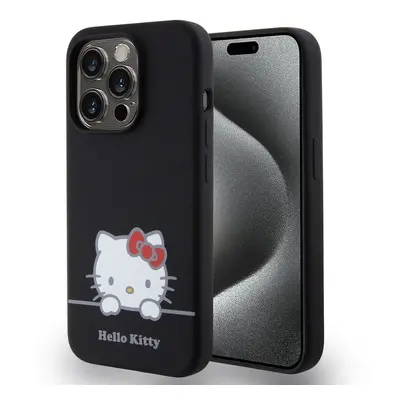 Pouzdro Hello Kitty Liquid Silicone Daydreaming Logo Apple iPhone 15 PRO Black