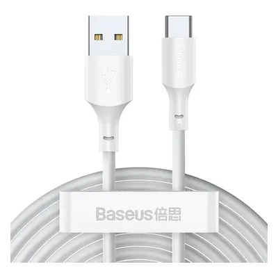 USB datový kabel USB - USB-C Baseus Simple Wisdom 5A 40W 1,5m QC3.0 bílý 2ks v balení