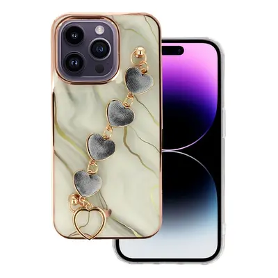 Pouzdro silikon Apple iPhone 14 Deco Chain Loop vzor 1 bílé