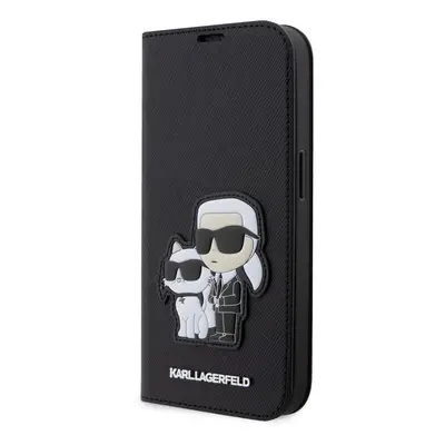 Pouzdro Book Karl Lagerfeld PU Saffiano Karl and Choupette NFT pro Apple iPhone 13 PRO MAX Black