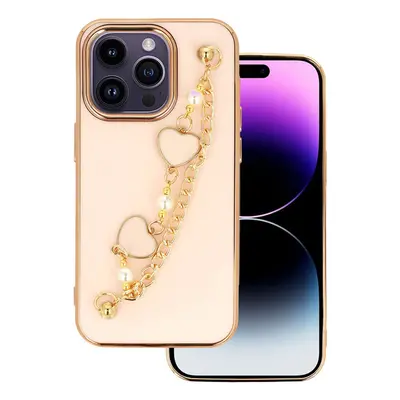 Pouzdro silikon Apple iPhone 14 Deco Chain Loop vzor 3 růžové