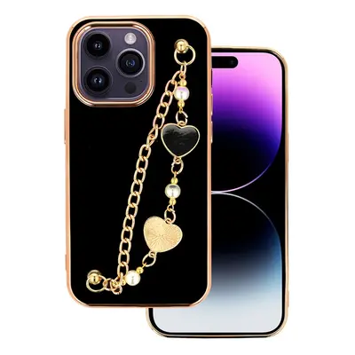 Pouzdro silikon Apple iPhone 14 Deco Chain Loop vzor 3 černé