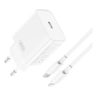 Nabíječka XO CE15 USB-C PD 20W QC 3.0 + Lightning kabel pro iPhone 12,13,14 PRO MAX bílá