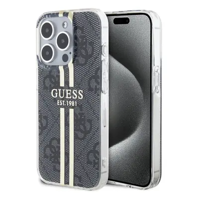 Pouzdro Guess IML 4G Gold Stripe zadní kryt Apple iPhone 15 PRO Black