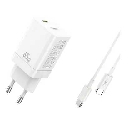 Nabíječka XO CE10 USB-C QC 4.0 PD 3.0 65W 20V/3,25A MacBook, Laptop + C to C kabel bílá