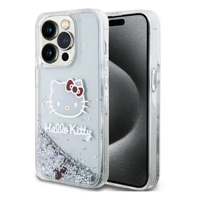 Pouzdro Hello Kitty Liquid Glitter Electroplating Head Logo pro Apple iPhone 13 PRO Transparent