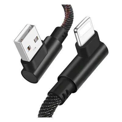 USB datový kabel - microUSB Fast Charge 1 metr kovové koncovky kolmé 90 stupňů černý