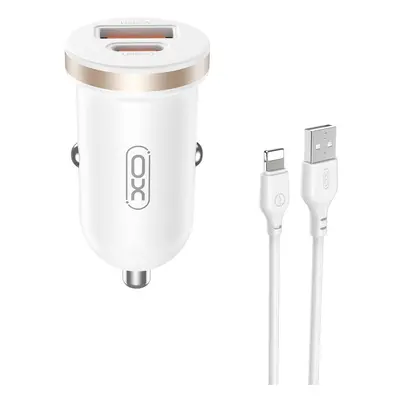 CL autonabíječka XO CC56 PD3.0 + QC3.0 1xUSB 20W, 1xUSB-C 30W + kabel USB to Lightning iPhone bí