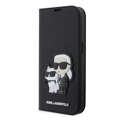 Pouzdro Book Karl Lagerfeld PU Saffiano Karl and Choupette NFT pro Apple iPhone 14 PRO Black