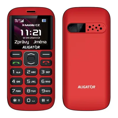 Aligator A720 4G Senior + stolní nabíječka červená