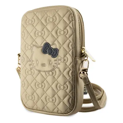 Pouzdro Hello Kitty PU Leather Quilted Pattern Kitty Head Logo Phone Bag Gold