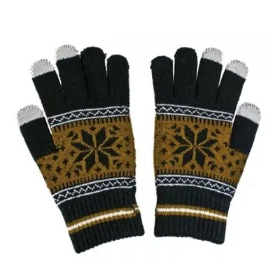 Aligator Touch Gloves Nordic pletené rukavice s motivem pro kapacitní dotykový displej černá hně