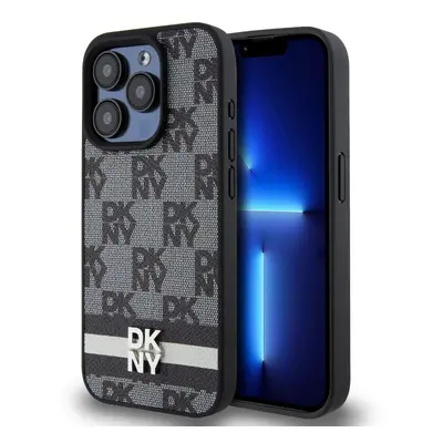 Pouzdro DKNY PU Leather Checkered Pattern and Stripe zadní kryt Apple iPhone 14 PRO MAX Black