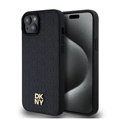 Pouzdro DKNY PU Leather Repeat Pattern Stack Logo Magsafe zadní kryt Apple iPhone 15 PLUS Black