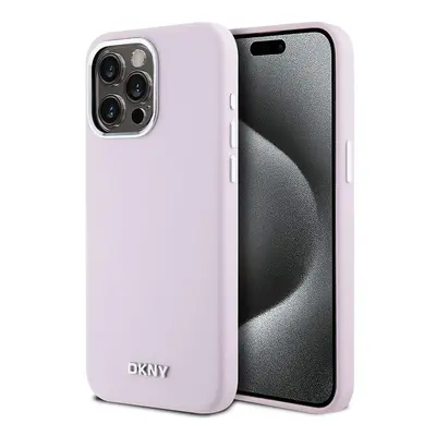 Pouzdro DKNY Liquid Silicone Silver Metal Logo Magsafe zadní kryt Apple iPhone 15 PRO MAX Pink