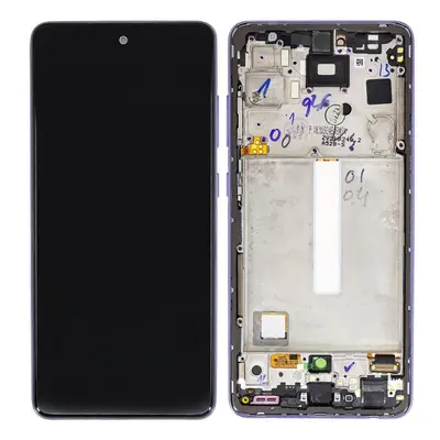 LCD display Samsung A528 Galaxy A52s 5G + dotyk + přední kryt Original Service Pack fialový