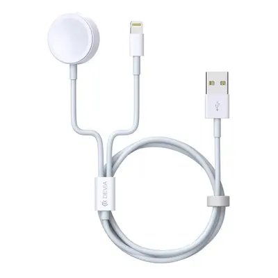 USB dobíjecí kabel Apple iPhone 8 pin Lightning + Apple Watch 3W 1A 2v1 Devia Smart EA199 bílý